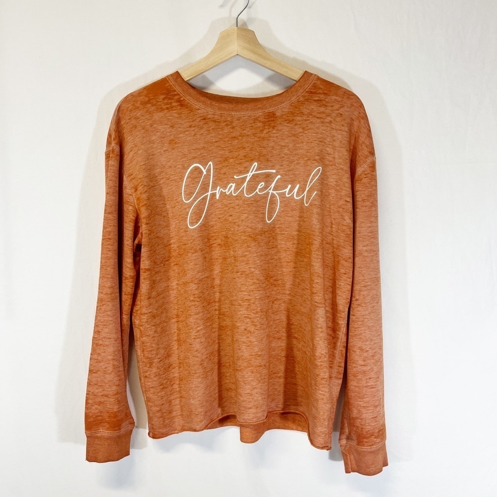 C&C California Grateful Sweatshirt Burn Out Orange Oversized Size Small